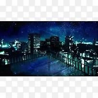 城市夜空动漫插画-空若网 城市夜空动漫插画-空若网