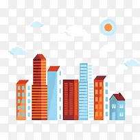 扁平化楼群设计矢量图-空若网 扁平化楼群设计矢量图-空若网