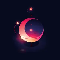 橙色月亮黑色海报背景-空若网 橙色月亮黑色海报背景-空若网