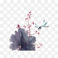 水彩画蜻蜓树叶-空若网 水彩画蜻蜓树叶-空若网