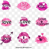 9款紫色水彩唇印免费下载-空若网 9款紫色水彩唇印免费下载-空若网