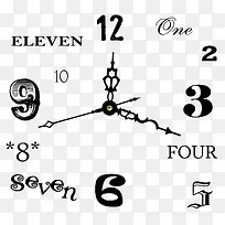 英文 创意 时钟 黑白-空若网 英文 创意 时钟 黑白-空若网