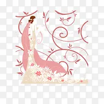 扁平化优雅捧花新娘矢量素材-空若网 扁平化优雅捧花新娘矢量素材-空若网