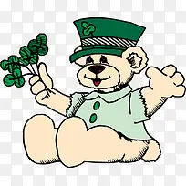 手拿幸运草的毛绒玩具熊矢量-空若网 手拿幸运草的毛绒玩具熊矢量-空若网