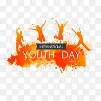 橙色水彩人物剪影-空若网 橙色水彩人物剪影-空若网