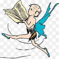 蓝色翅膀看书的男孩-空若网 蓝色翅膀看书的男孩-空若网