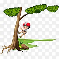 矢量卡通小孩爬树素材-空若网 矢量卡通小孩爬树素材-空若网