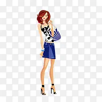 蓝短裙高跟鞋时尚女-空若网 蓝短裙高跟鞋时尚女-空若网