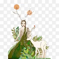 手绘美女插画素材-空若网 手绘美女插画素材-空若网