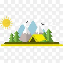 矢量扁平化雪山风景-空若网 矢量扁平化雪山风景-空若网