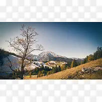 天空草地松树雪山摄影合成-空若网 天空草地松树雪山摄影合成-空若网