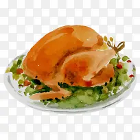 水彩矢量卡通彩色金黄烤鸭食物-空若网 水彩矢量卡通彩色金黄烤鸭食物-空若网