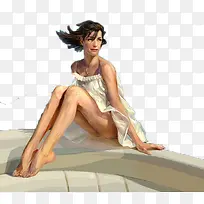 油画白裙子美女-空若网 油画白裙子美女-空若网