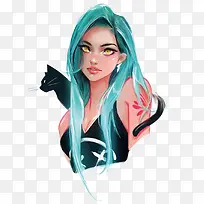 矢量水彩画少女-空若网 矢量水彩画少女-空若网