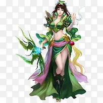 绿衣美女游戏原画插画-空若网 绿衣美女游戏原画插画-空若网