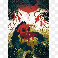 创意抽象大胸女人用餐插画-空若网 创意抽象大胸女人用餐插画-空若网