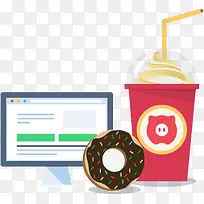 扁平化快餐与电脑-空若网 扁平化快餐与电脑-空若网