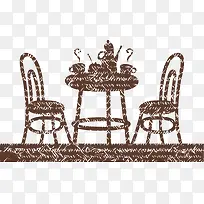 手绘桌子板凳-空若网 手绘桌子板凳-空若网