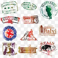 矢量时尚国家邮票-空若网 矢量时尚国家邮票-空若网