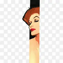 长方形中伸出的女子头像-空若网 长方形中伸出的女子头像-空若网