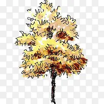 手绘水彩黄色秋风-空若网 手绘水彩黄色秋风-空若网