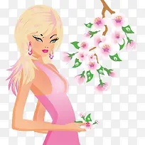 摘桃花的时尚美女-空若网 摘桃花的时尚美女-空若网