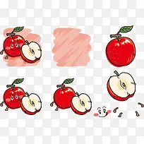 卡通手绘苹果虫子-空若网 卡通手绘苹果虫子-空若网