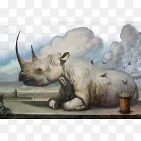 荒诞犀牛插画-空若网 荒诞犀牛插画-空若网