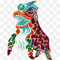 矢量插画中国传统舞狮素材-空若网 矢量插画中国传统舞狮素材-空若网