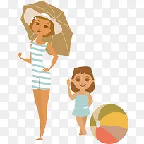 遮阳伞时尚母女海报元素-空若网 遮阳伞时尚母女海报元素-空若网