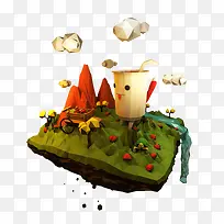 创意漂浮饮料杯子插画-空若网 创意漂浮饮料杯子插画-空若网