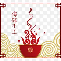 扁平化红色传统餐饮元素素材-空若网 扁平化红色传统餐饮元素素材-空若网