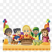 女孩吹生日蛋糕简图-空若网 女孩吹生日蛋糕简图-空若网