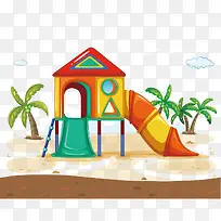 卡通滑梯和椰子树-空若网 卡通滑梯和椰子树-空若网