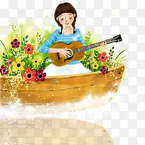 插画弹琴的小女孩-空若网 插画弹琴的小女孩-空若网