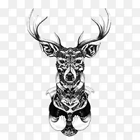 鹿头插画装饰画-空若网 鹿头插画装饰画-空若网