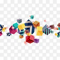 多彩颜色立体卡通正方形-空若网 多彩颜色立体卡通正方形-空若网