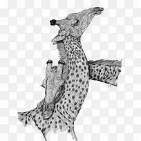 黑白插画母子长颈鹿-空若网 黑白插画母子长颈鹿-空若网