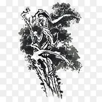 手绘水墨树-空若网 手绘水墨树-空若网