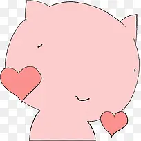 可爱粉色害羞爱心小猪-空若网 可爱粉色害羞爱心小猪-空若网