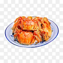 产品实物青花瓷盘子金黄大闸蟹-空若网 产品实物青花瓷盘子金黄大闸蟹-空若网