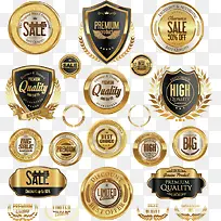 成套金属盾牌促销矢量素材-空若网 成套金属盾牌促销矢量素材-空若网