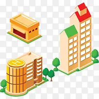 矢量橙色建筑-空若网 矢量橙色建筑-空若网