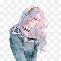 蓝色水晶侧面美女插画-空若网 蓝色水晶侧面美女插画-空若网