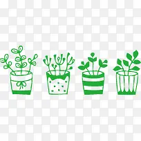 卡通绿色小盆栽墙贴植物花卉-空若网 卡通绿色小盆栽墙贴植物花卉-空若网