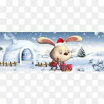 可爱雪天兔子风景-空若网 可爱雪天兔子风景-空若网