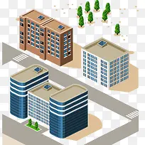 扁平化 城市 建筑 高楼 -空若网 扁平化 城市 建筑 高楼 -空若网