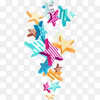 立体多彩五角星漂浮素材-空若网 立体多彩五角星漂浮素材-空若网