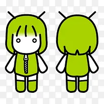 绿色卡通小人正反面-空若网 绿色卡通小人正反面-空若网