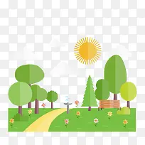 卡通树和太阳-空若网 卡通树和太阳-空若网